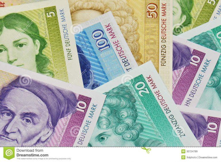 old german currency close up banknotes deutsche mark 30724789