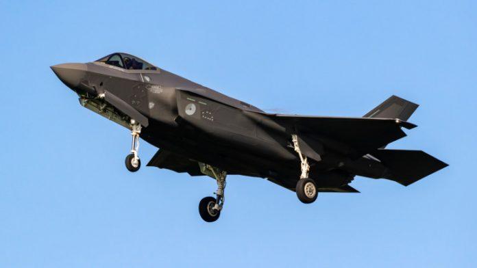 Lockheed Martin F 35 Lightning II stealth multirole combat aircraft from the Royal Netherlands Air Force arriving at Leeuwarden Air Base. October 7, 2021