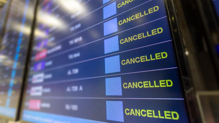 Cancelled all flight on flight information board at airport effect from COVID 19 pandemic