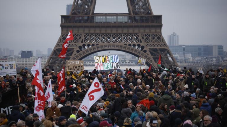 Rally against new French immigration law, in Paris