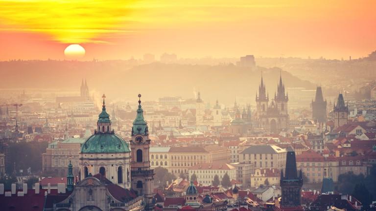 Prague at the sunrise