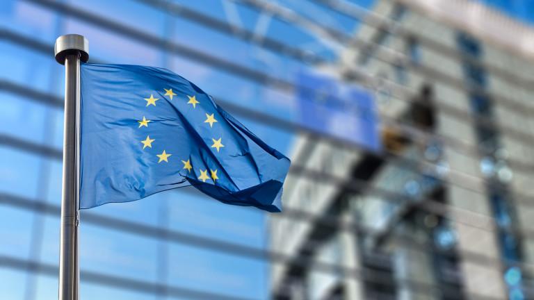 European Union flag against European Parliament
