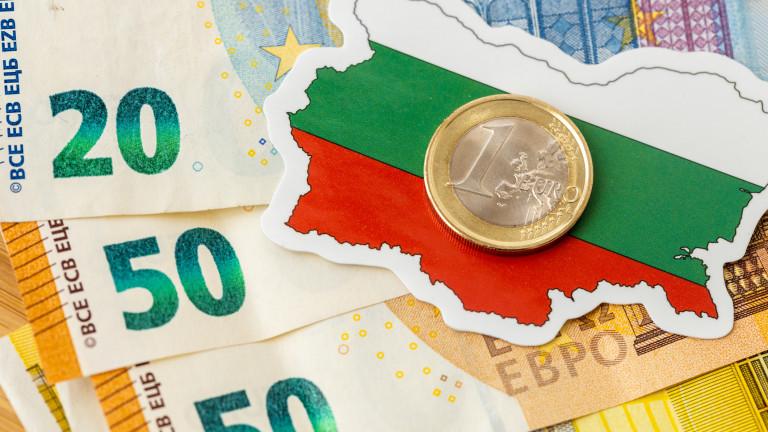 Flag and contours of Bulgaria against the background of euro banknotes, Creative concept, the accession of Bulgarians to the euro area