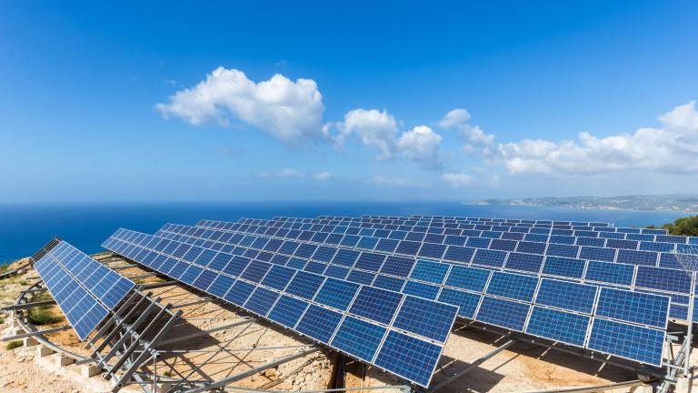 Field of solar collectors near sea